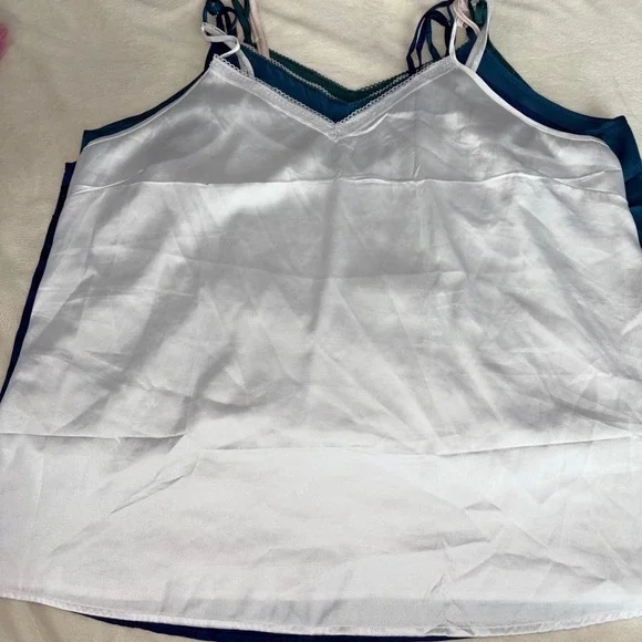 Ekouaer 6 Piece Satin Cami and Pant Set V-Neck Lace Adj Straps Jewel Tones XL - Picture 8 of 13